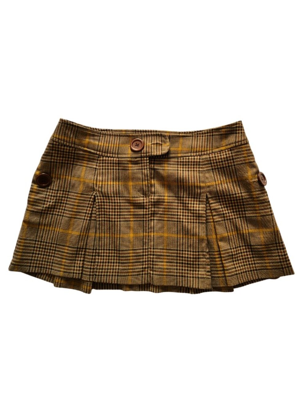 Vintage Women’s Beige & Brown Plaid Pleated Skirt (Size 7) (EUC)